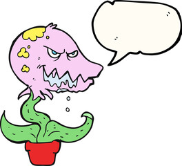 speech bubble cartoon monster plant
