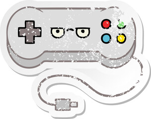 distressed sticker of a cute cartoon game controller