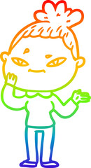 rainbow gradient line drawing cartoon woman