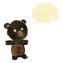 cartoon cute black bear with thought bubble