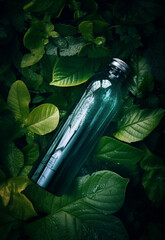  A plastic bottle on the forest floor, Generative Ai