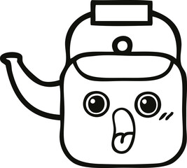 line drawing cartoon kettle