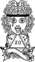 half orc barbarian with natural twenty dice roll illustration