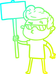 cold gradient line drawing cartoon cool guy