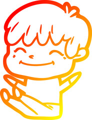 warm gradient line drawing cartoon happy boy