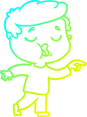 cold gradient line drawing cartoon man talking