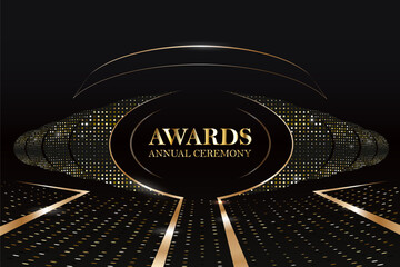 Award nomination, gold glitter text vector illustration.