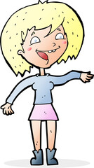 cartoon waving woman