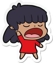 sticker of a cartoon woman talking loudly
