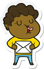 sticker of a cartoon man singing