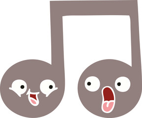 flat color retro cartoon musical note