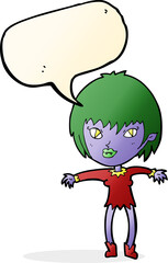 cartoon vampire girl with speech bubble