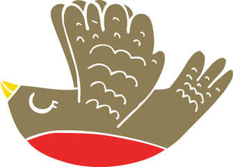 flat color style cartoon flying bird