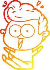 warm gradient line drawing cartoon staring man
