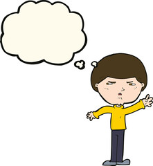 cartoon mean man with thought bubble