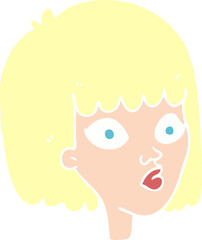 flat color illustration of a cartoon female face