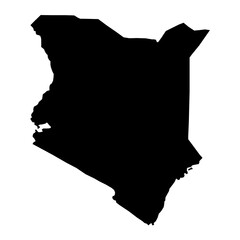 Vector Illustration of the Black Map of Kenya on White Background