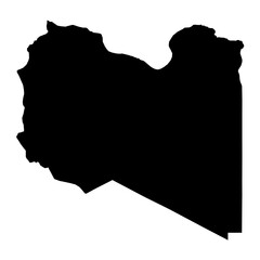 Vector Illustration of the Black Map of Libya on White Background