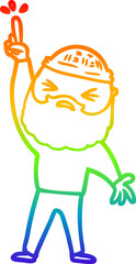 rainbow gradient line drawing cartoon man with beard