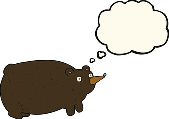 funny cartoon bear with thought bubble
