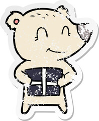 distressed sticker of a christmas polar bear cartoon