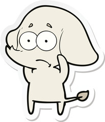 sticker of a cartoon unsure elephant