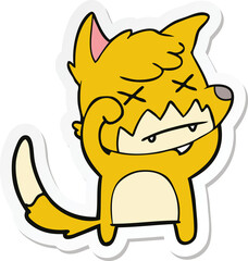 sticker of a cartoon dead fox