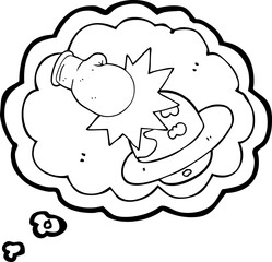 thought bubble cartoon planet taking a punch