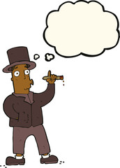cartoon smoking gentleman with thought bubble