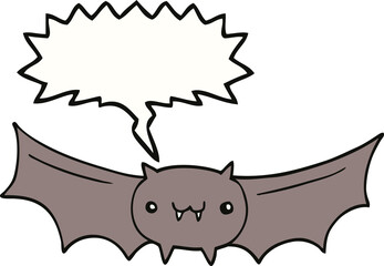 cartoon vampire bat and speech bubble
