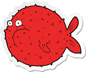 sticker of a cartoon puffer fish