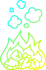 cold gradient line drawing cartoon hot coals