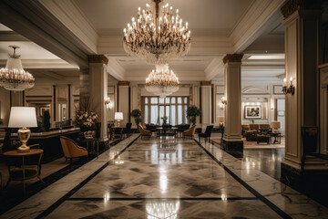 Luxury hotel lobby interior