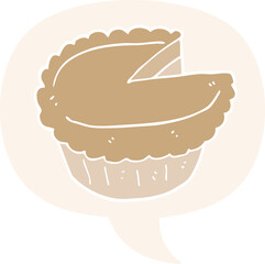 cartoon pie and speech bubble in retro style