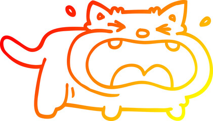 warm gradient line drawing cartoon fat cat