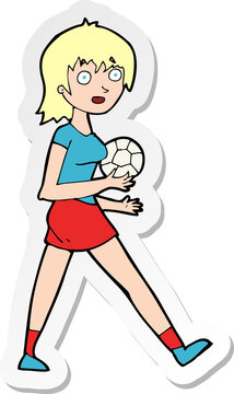 sticker of a cartoon soccer girl