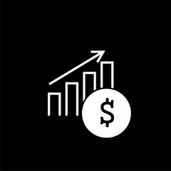 Financial Chart icon image isolated on black background  