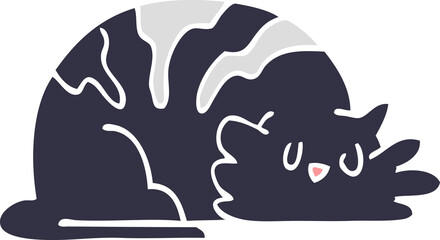 cartoon doodle sleepy cat