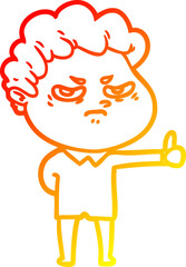Fototapeta premium warm gradient line drawing cartoon angry man