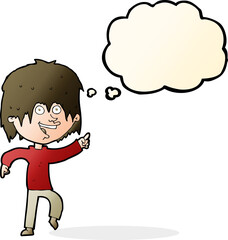 cartoon happy boy with thought bubble