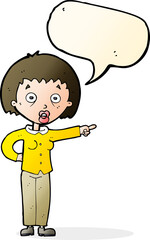 cartoon shocked woman with speech bubble