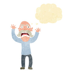 cartoon angry old man with thought bubble