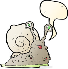 cartoon gross slug with speech bubble