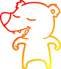 warm gradient line drawing cartoon bear