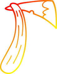 warm gradient line drawing cartoon of an axe