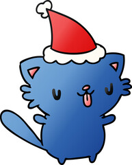 christmas gradient cartoon of kawaii cat