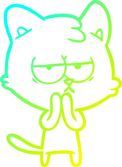 cold gradient line drawing bored cartoon cat