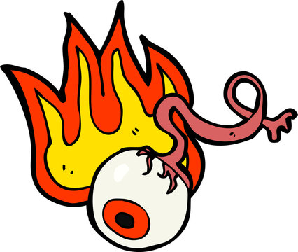 cartoon gross flaming eyeball