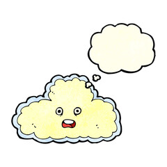 cartoon cloud symbol with thought bubble