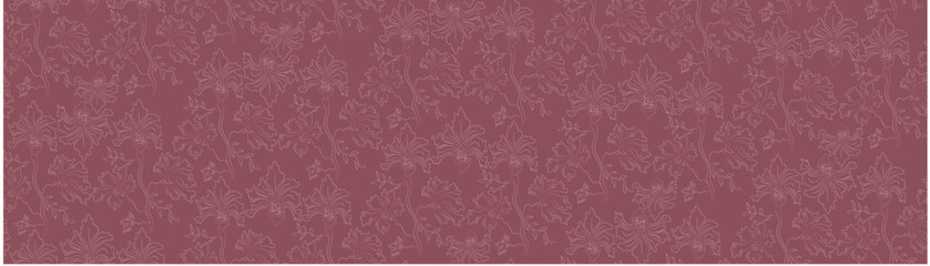 Lily Floral Line art seamless repeat pattern illustration. Royal and luxurious pattern background
Purple and white Line art floral for wallpaper, banners, posters, cards, fabric and accessories
